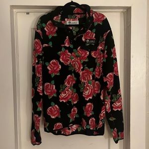 Rose patterned Gnarly pullover fleece sweatshirt